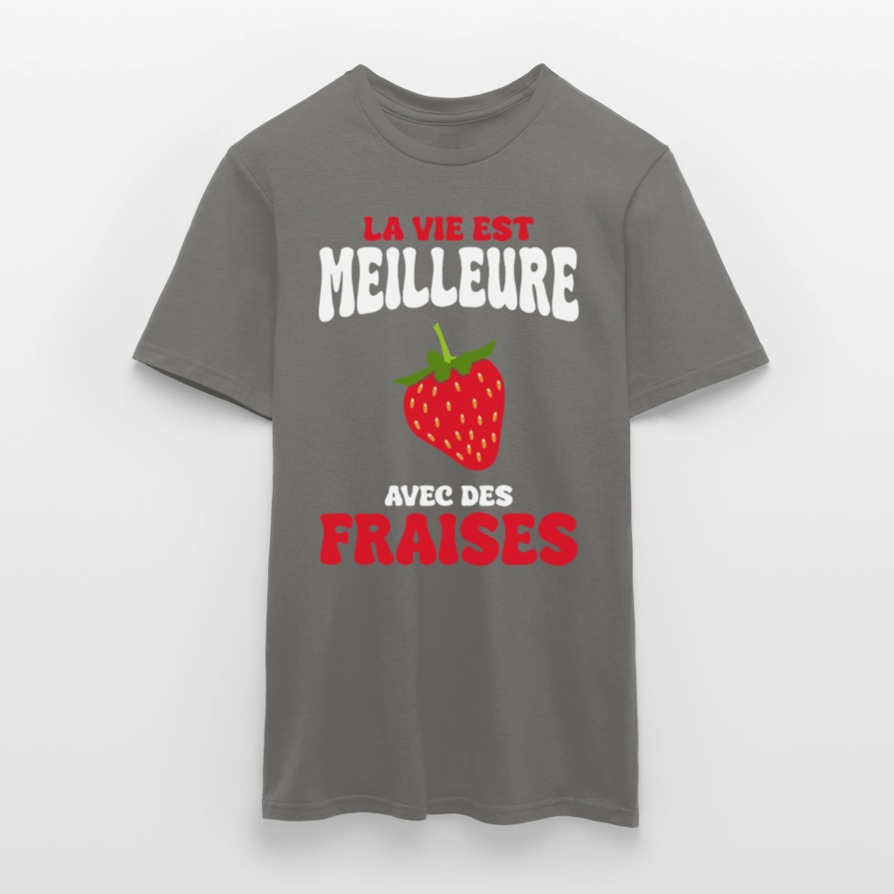 T-shirt Homme - La vie est meilleure avec des fraises - gris graphite