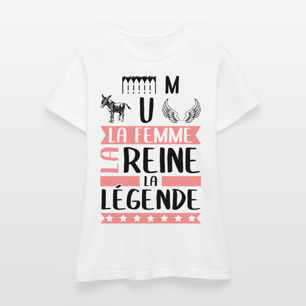 T-shirt femme coloris clair Emmanuelle rébus – La femme, la reine, la légende - blanc