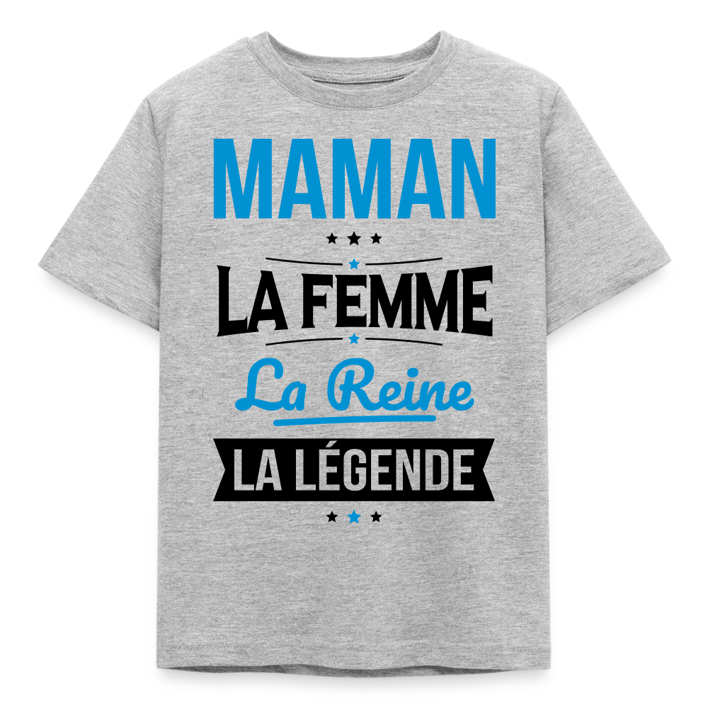T-shirt enfant coloris clair - Maman, femme, reine, légende - gris chiné