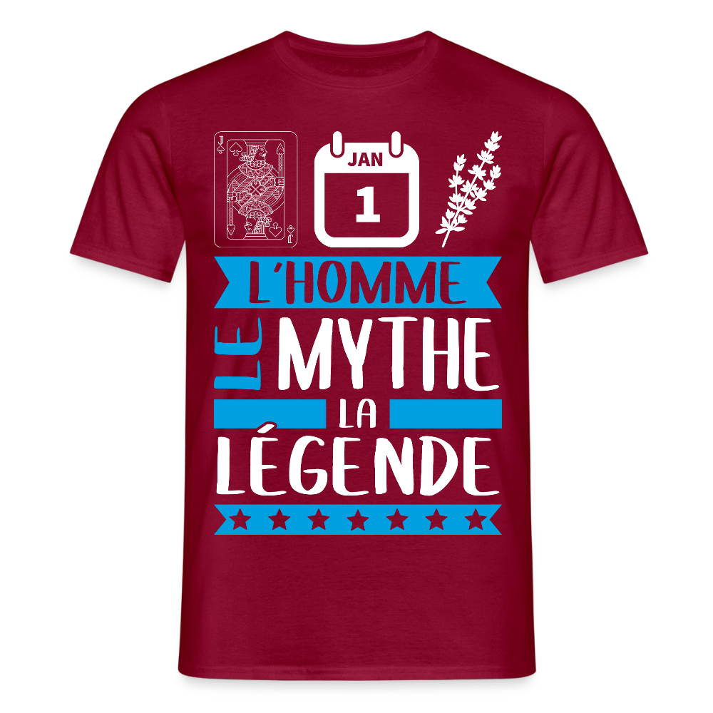 T-shirt homme Valentin rébus – L’homme, le mythe, la légende - rouge brique