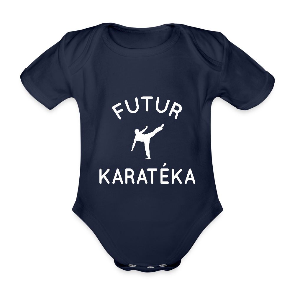 Body Bébé bio manches courtes - Futur karatéka - marine foncé