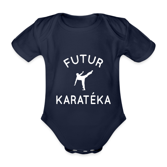 Body Bébé bio manches courtes - Futur karatéka - marine foncé