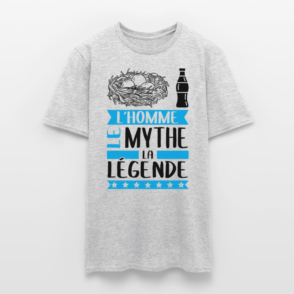 T-shirt homme coloris clair Nicolas en rébus – L’homme, le mythe, la légende - gris chiné