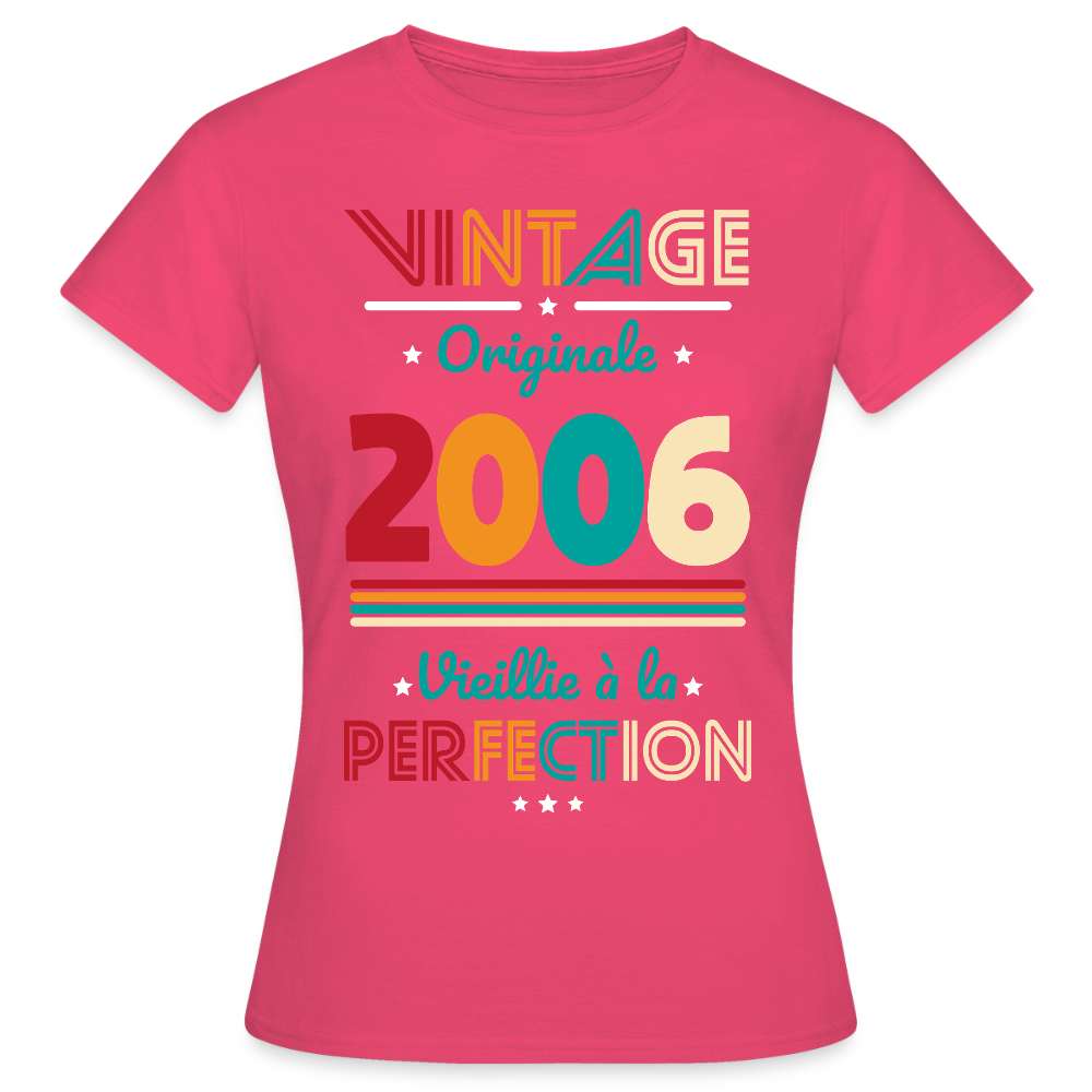 T-shirt anniversaire femme 20 ans – Vintage, originale, 2006 - rose azalée