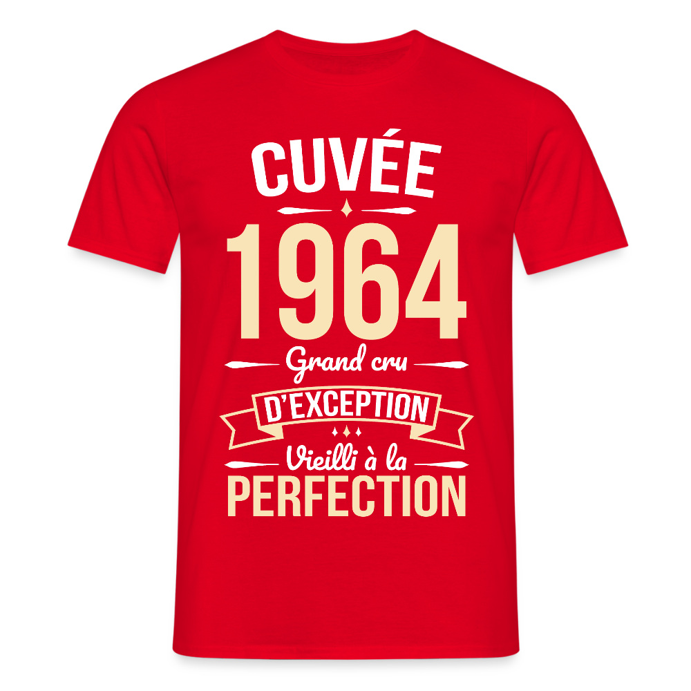 T-shirt Homme - Anniversaire 61 Ans - Cuvée 1964 - rouge