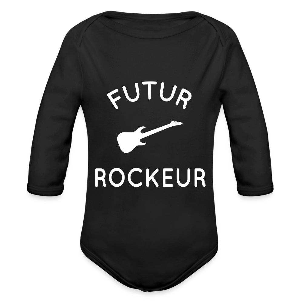 Body Bébé bio manches longues - Futur rockeur - noir