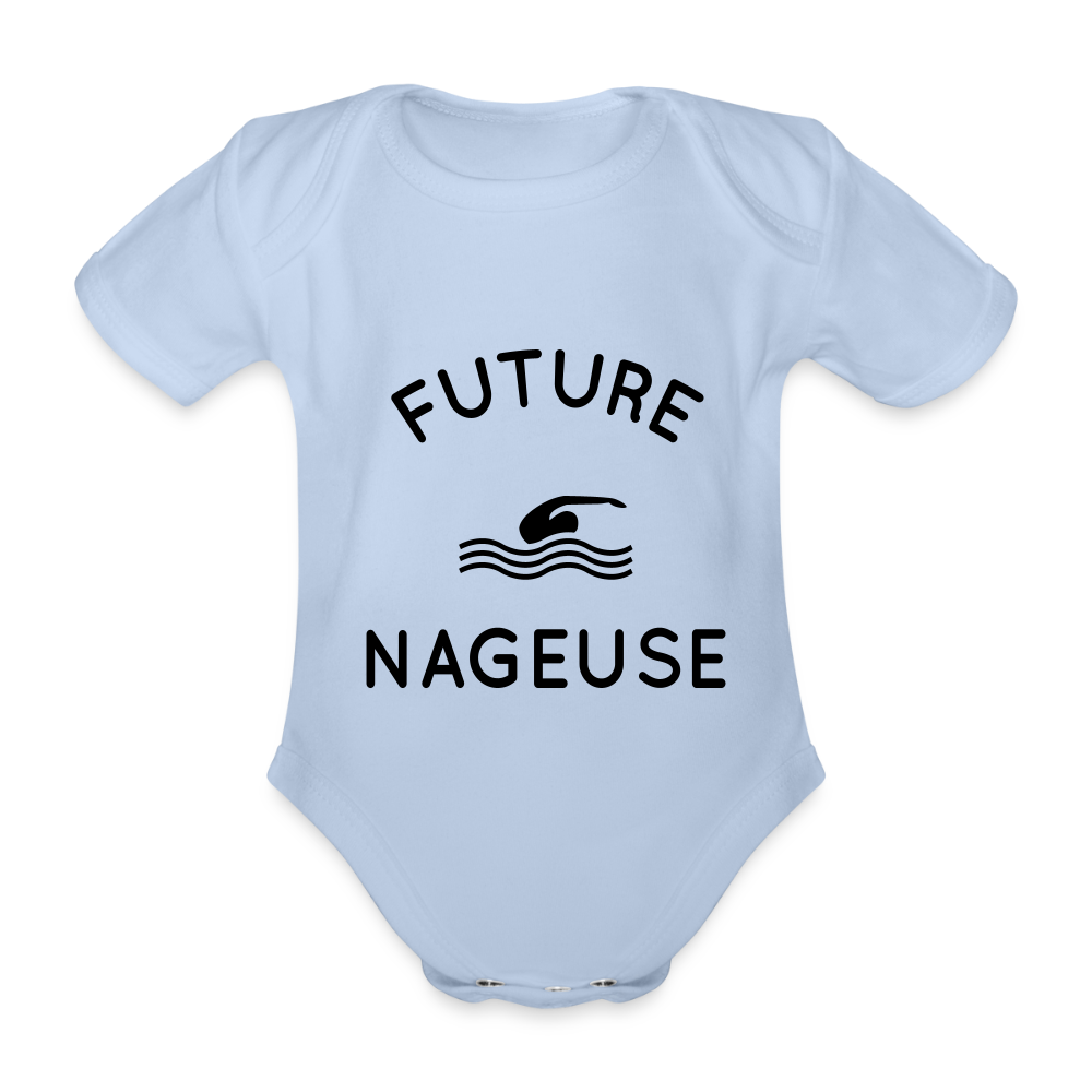 Body Bébé bio manches courtes - Future nageuse - ciel