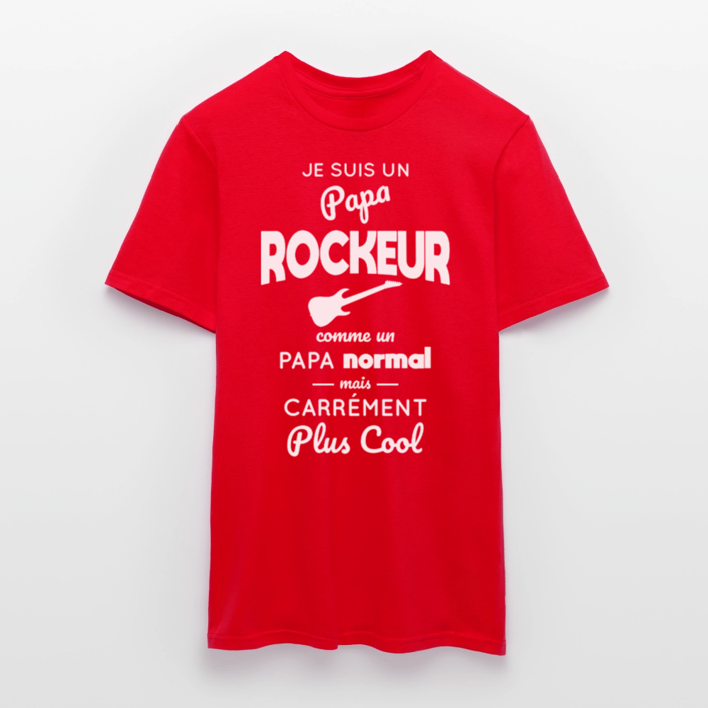 T-shirt Homme - Papa rockeur plus cool - rouge