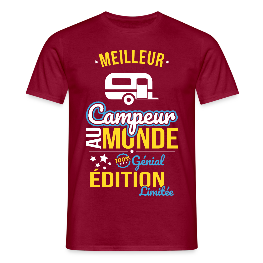 T-shirt Homme - Meilleur Campeur au monde - 100% génial - rouge brique