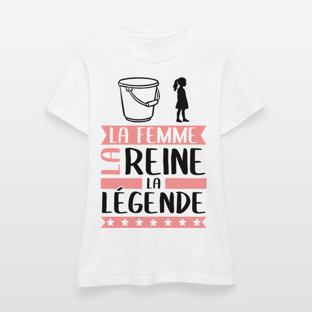 T-shirt femme coloris clair Sophie en rébus – La femme, la reine, la légende - blanc