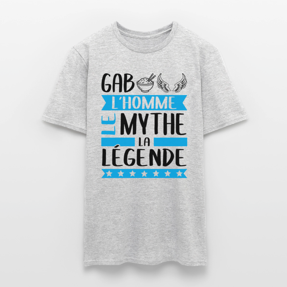 T-shirt homme coloris clair Gabriel en rébus – L’homme, le mythe, la légend - gris chiné