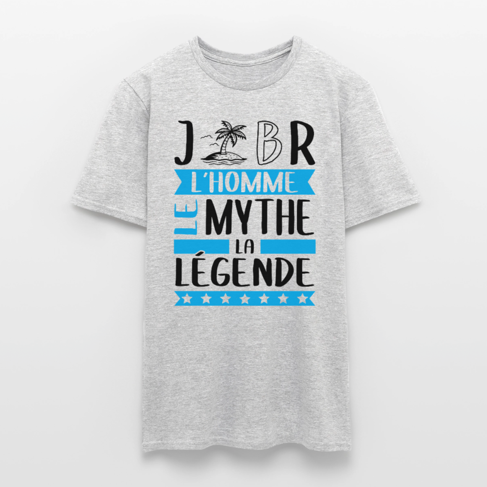T-shirt homme coloris clair Gilbert en rébus – L’homme, le mythe, la légende - gris chiné
