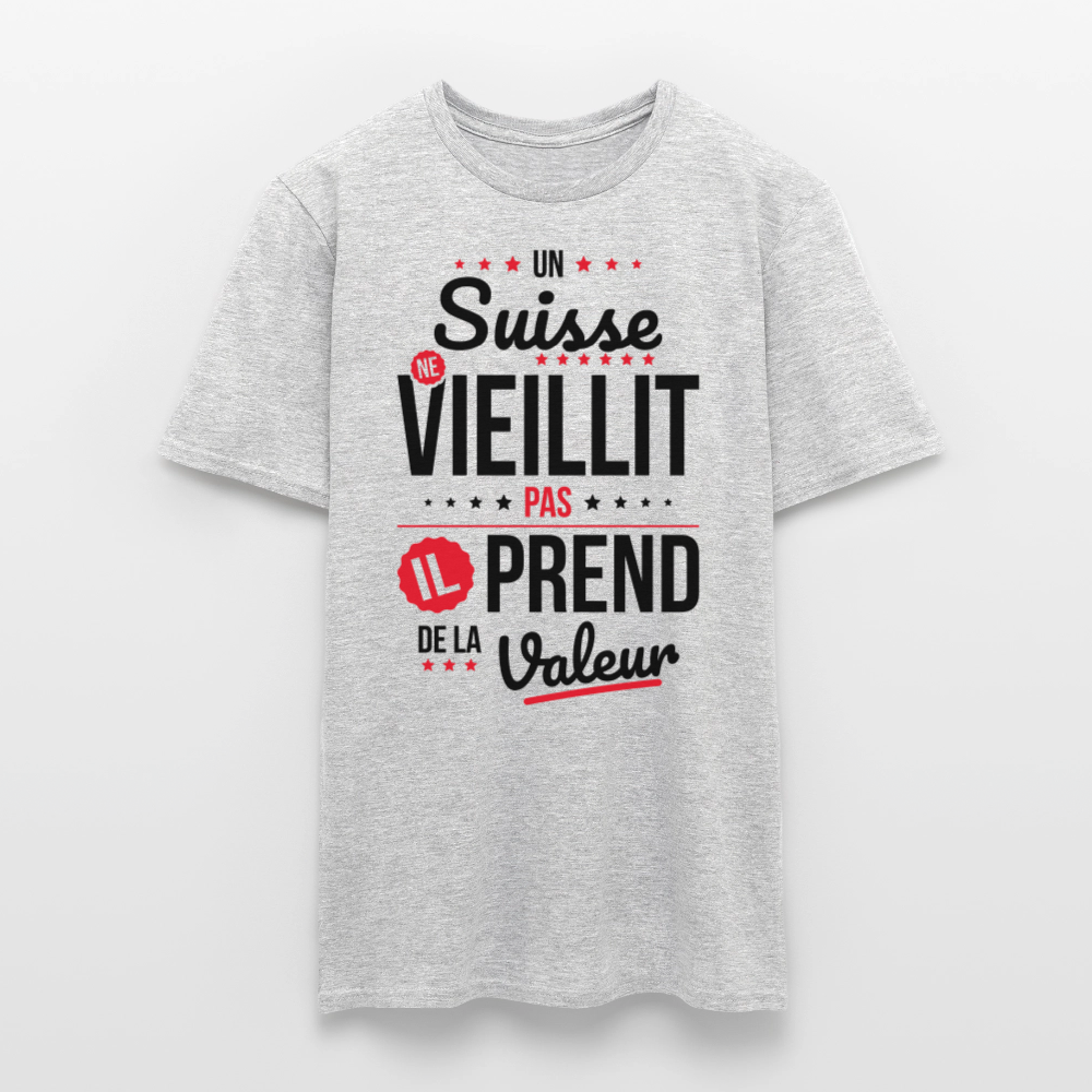 T-shirt Homme - Un Suisse ne vieillit pas - gris chiné