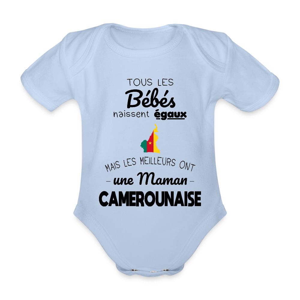Body Bébé bio manches courtes - Les Meilleurs Ont Une Maman Camerounaise - ciel