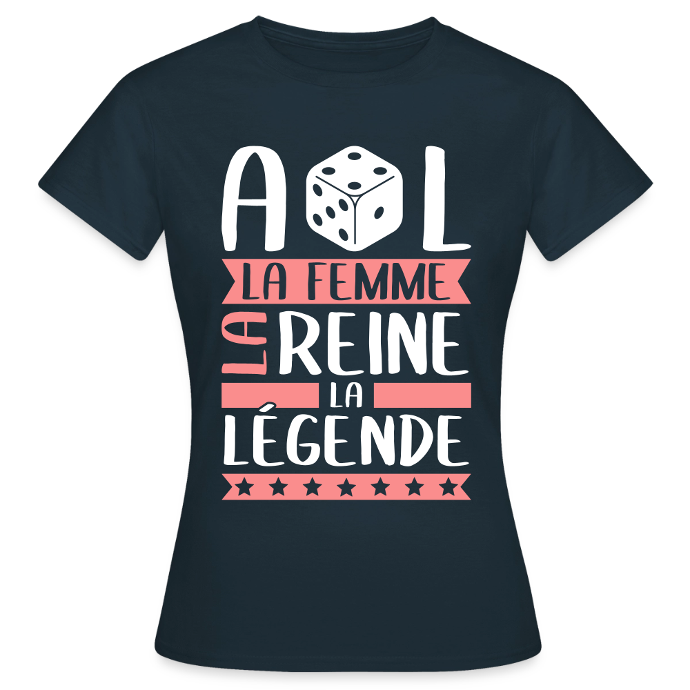 T-shirt femme Adèle rébus – La femme, la reine, la légende - marine