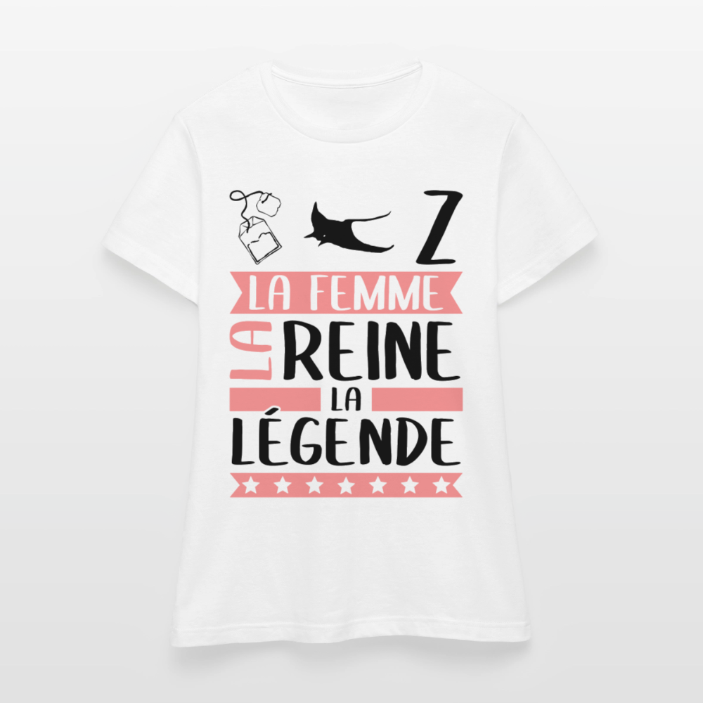 T-shirt femme coloris clair Thérèse en rébus – La femme, la reine, la légende - blanc
