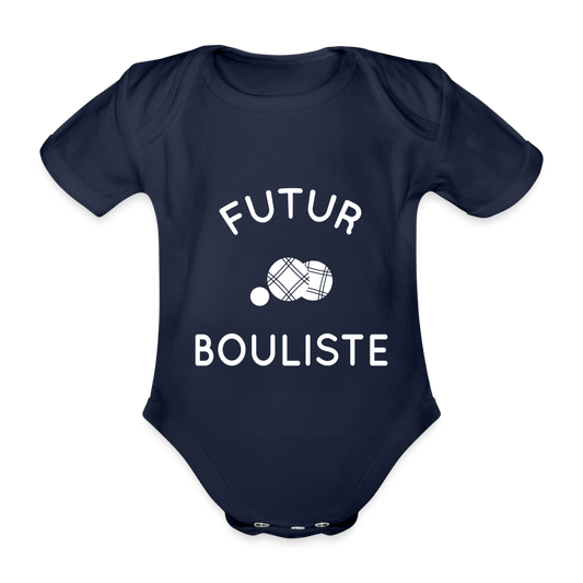 Body Bébé bio manches courtes - Futur bouliste - marine foncé