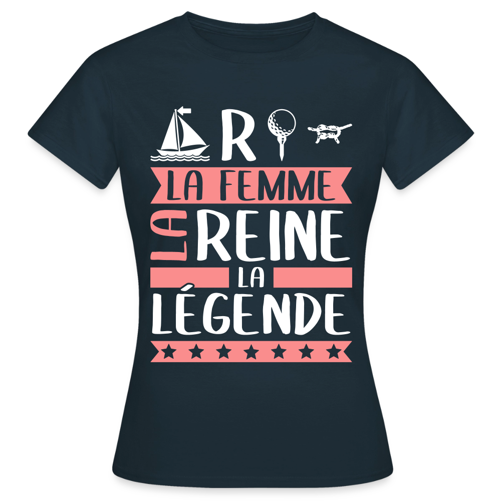 T-shirt femme Martine rébus – La femme, la reine, la légende - marine