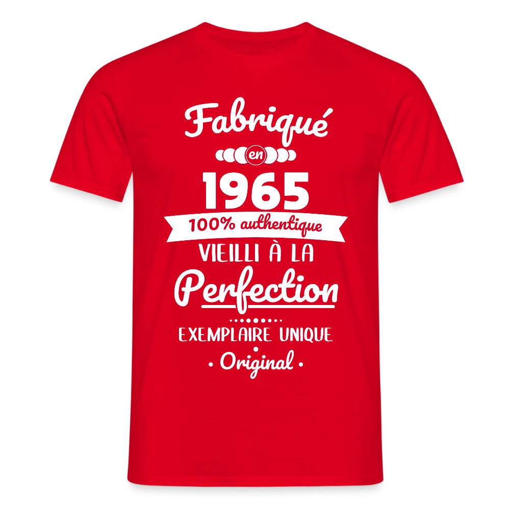 T-shirt Homme - Anniversaire 60 Ans - Fabriqué en 1965 - rouge