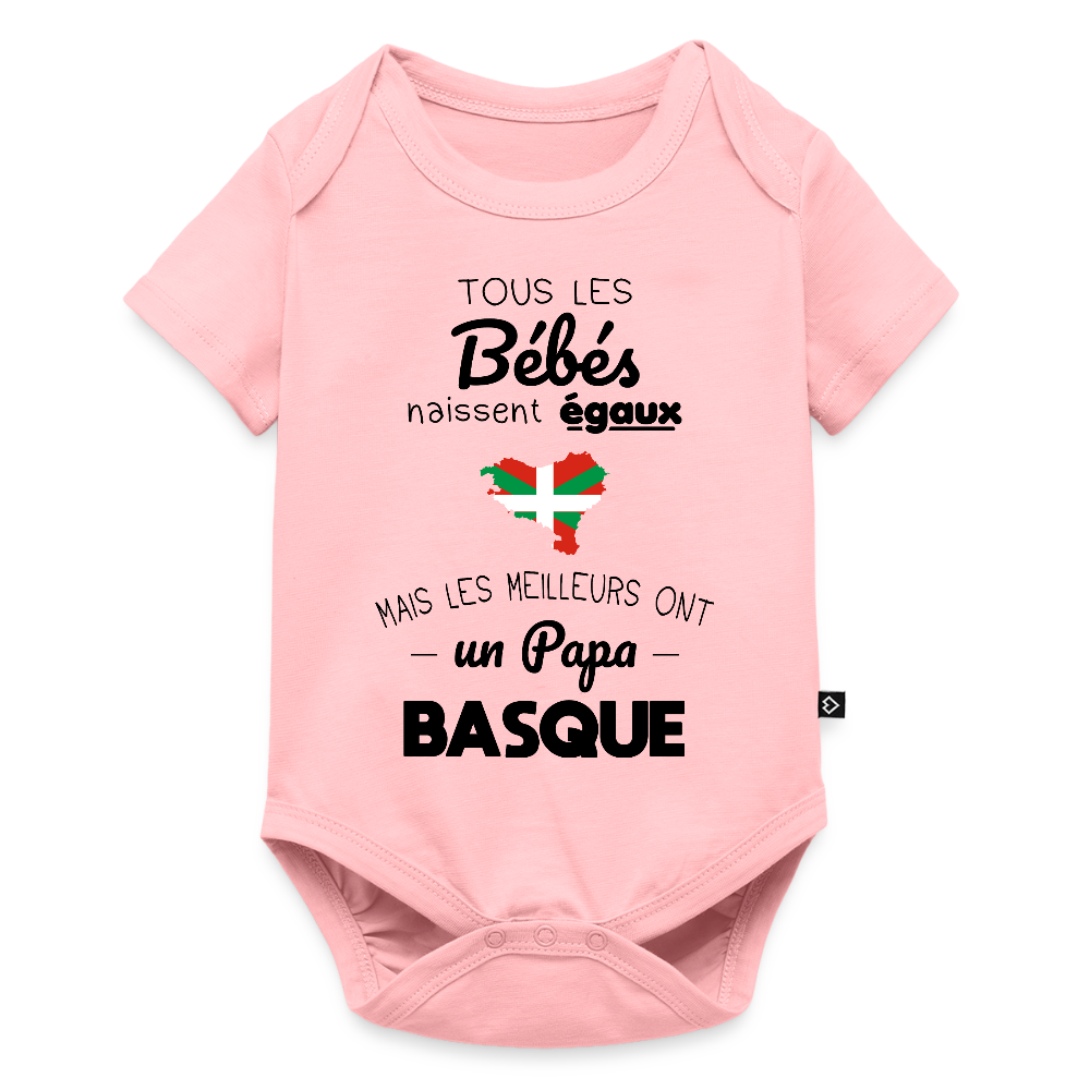 Body Bébé bio manches courtes - Les Meilleurs Ont Un Papa Basque - rose