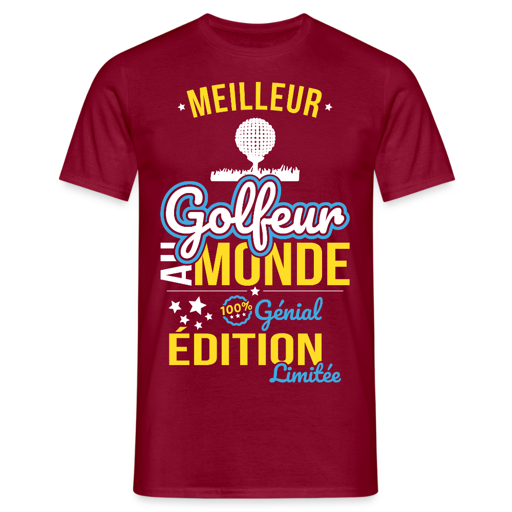 T-shirt Homme - Meilleur Golfeur au monde - 100% génial - rouge brique