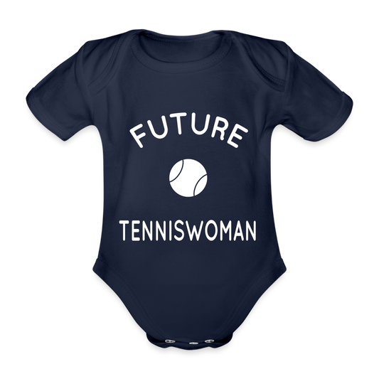 Body Bébé bio manches courtes - Future tenniswoman - marine foncé