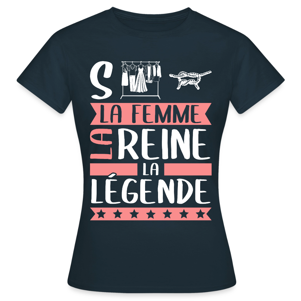 T-shirt femme Sabine rébus – La femme, la reine, la légende - marine
