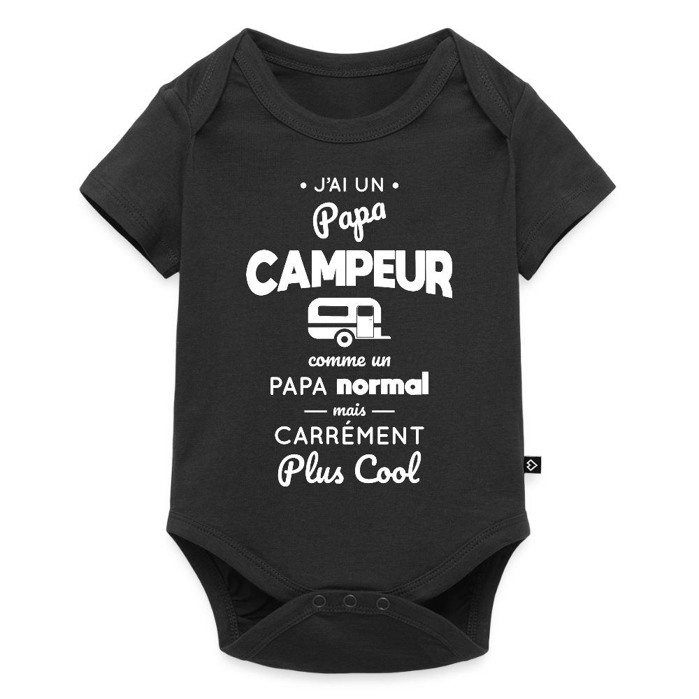 Body Bébé bio manches courtes - J'ai un papa campeur - noir