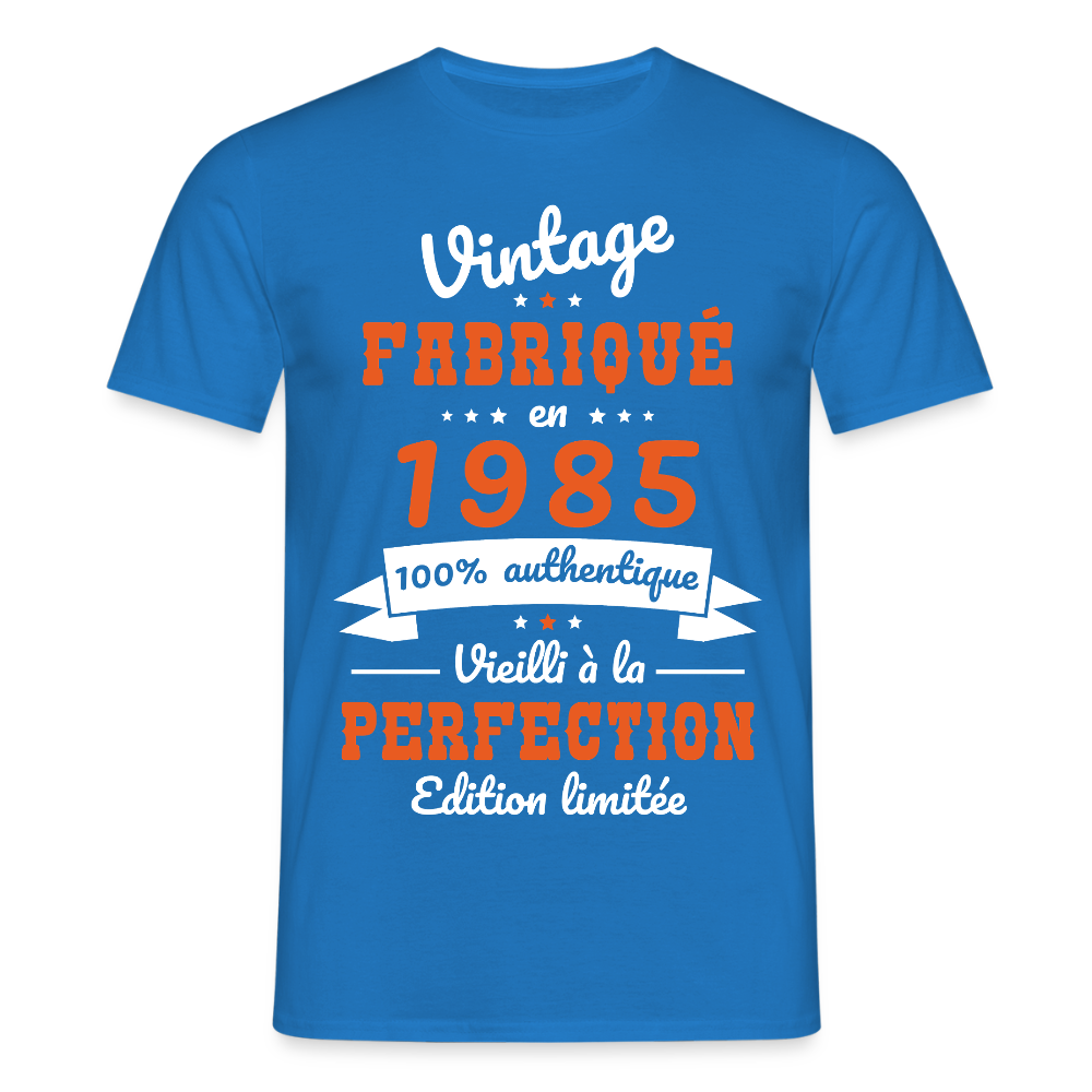 T-shirt Homme - Anniversaire 40 Ans - Vintage fabriqué en 1985 - bleu royal