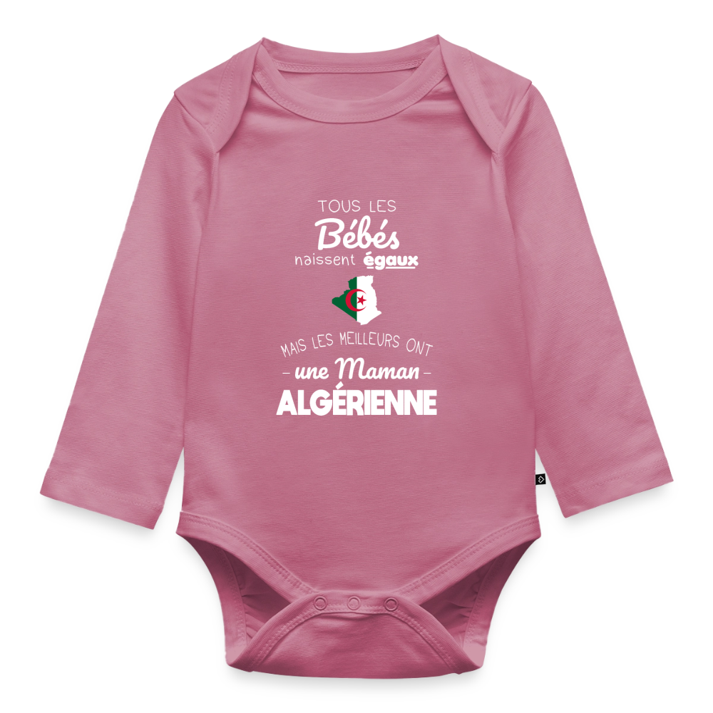 Body Bébé bio manches longues - Les Meilleurs Ont Une Maman Algérienne - mauve