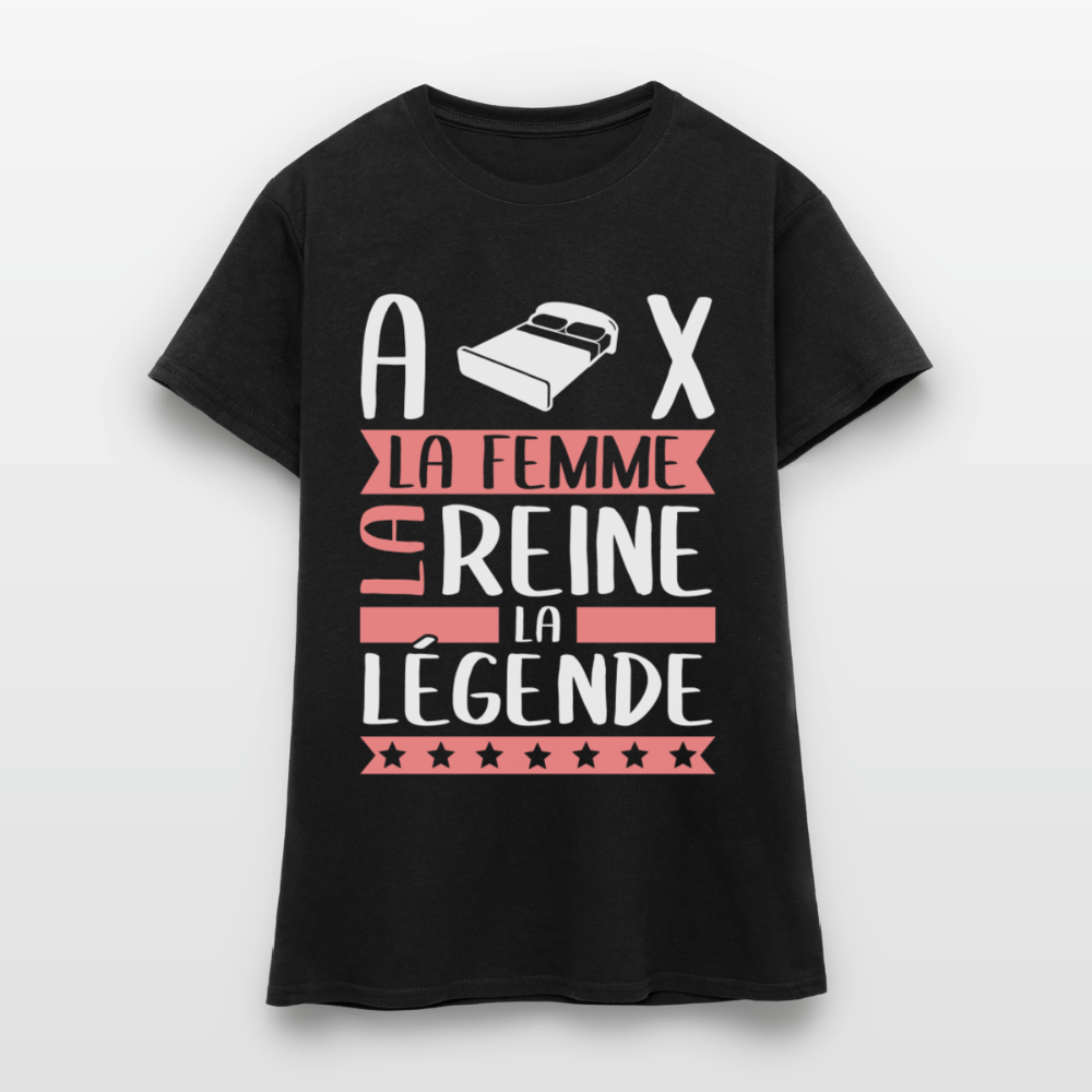T-shirt femme Alix rébus – La femme, la reine, la légende - noir