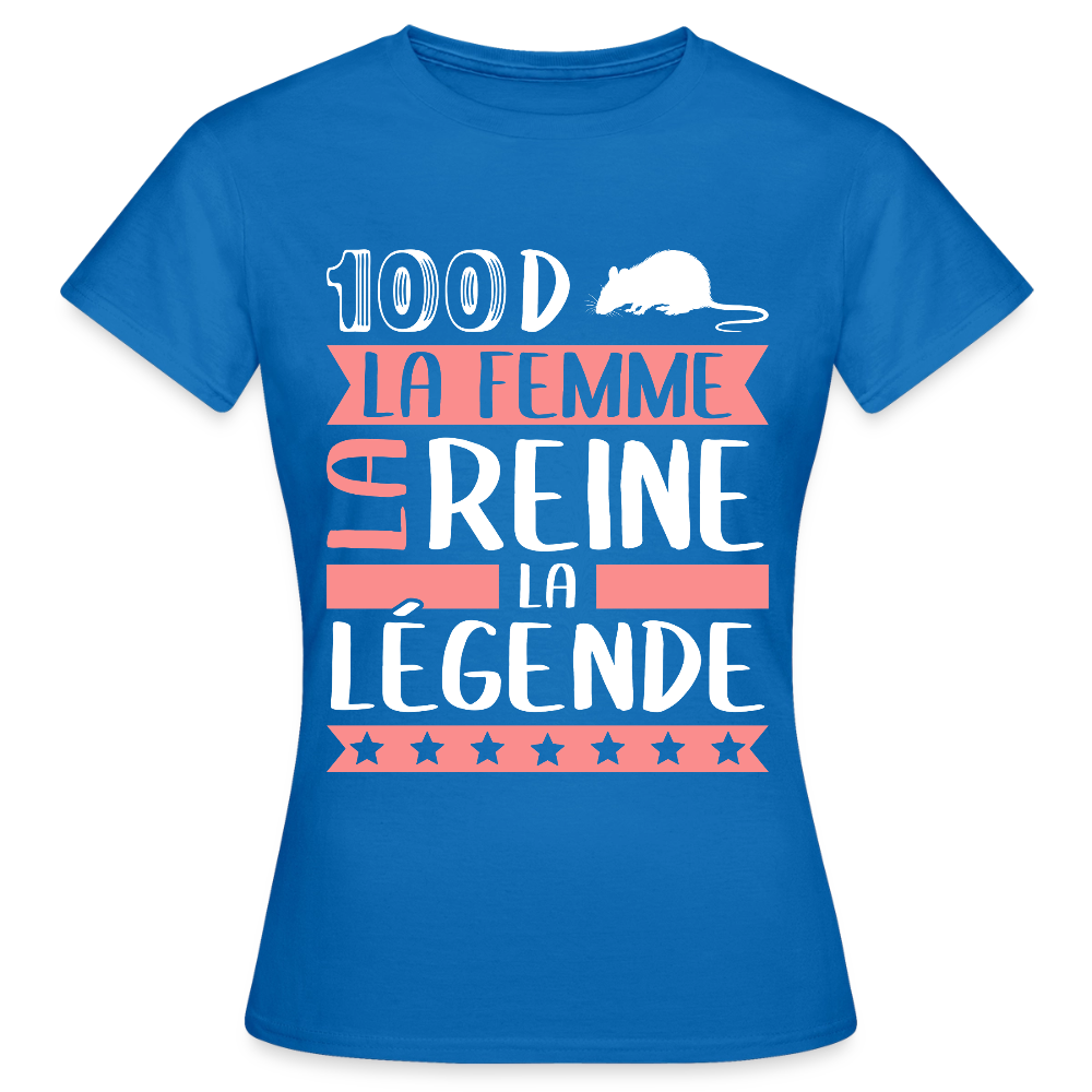 T-shirt femme Sandra rébus – La femme, la reine, la légende - bleu royal