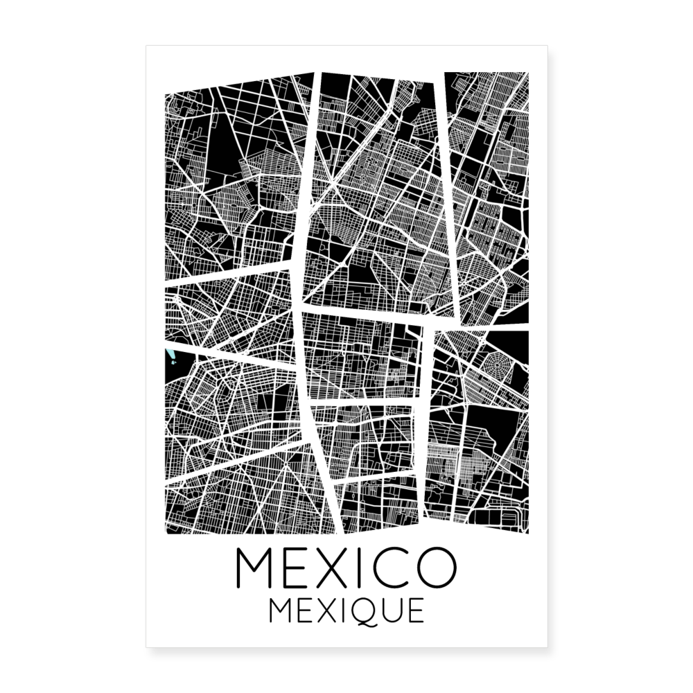 Poster Mexico - Plan Mexico - 40 x 60 cm - blanc