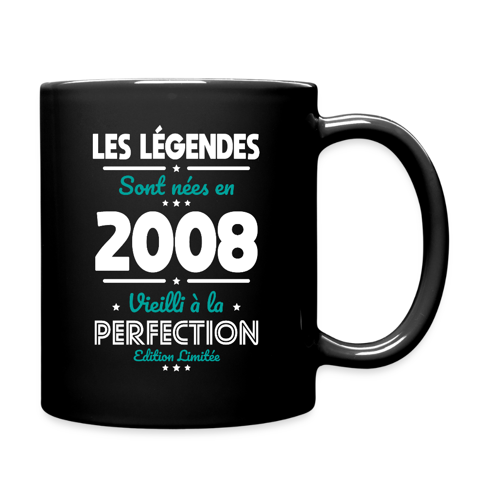 Mug anniversaire noir homme 18 ans – Les légendes sont nées en 2008 - noir