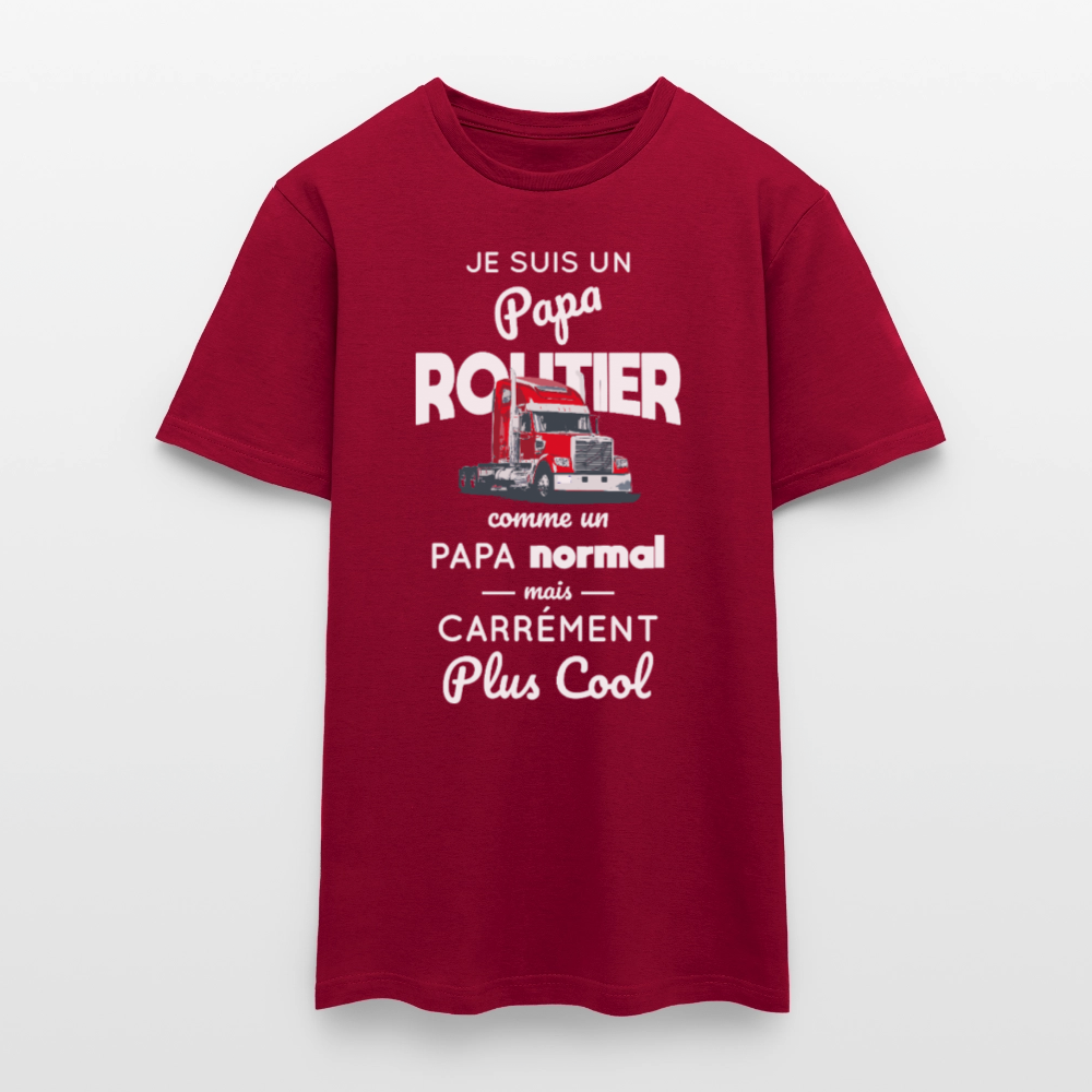 T-shirt Homme - Papa routier plus cool - rouge brique