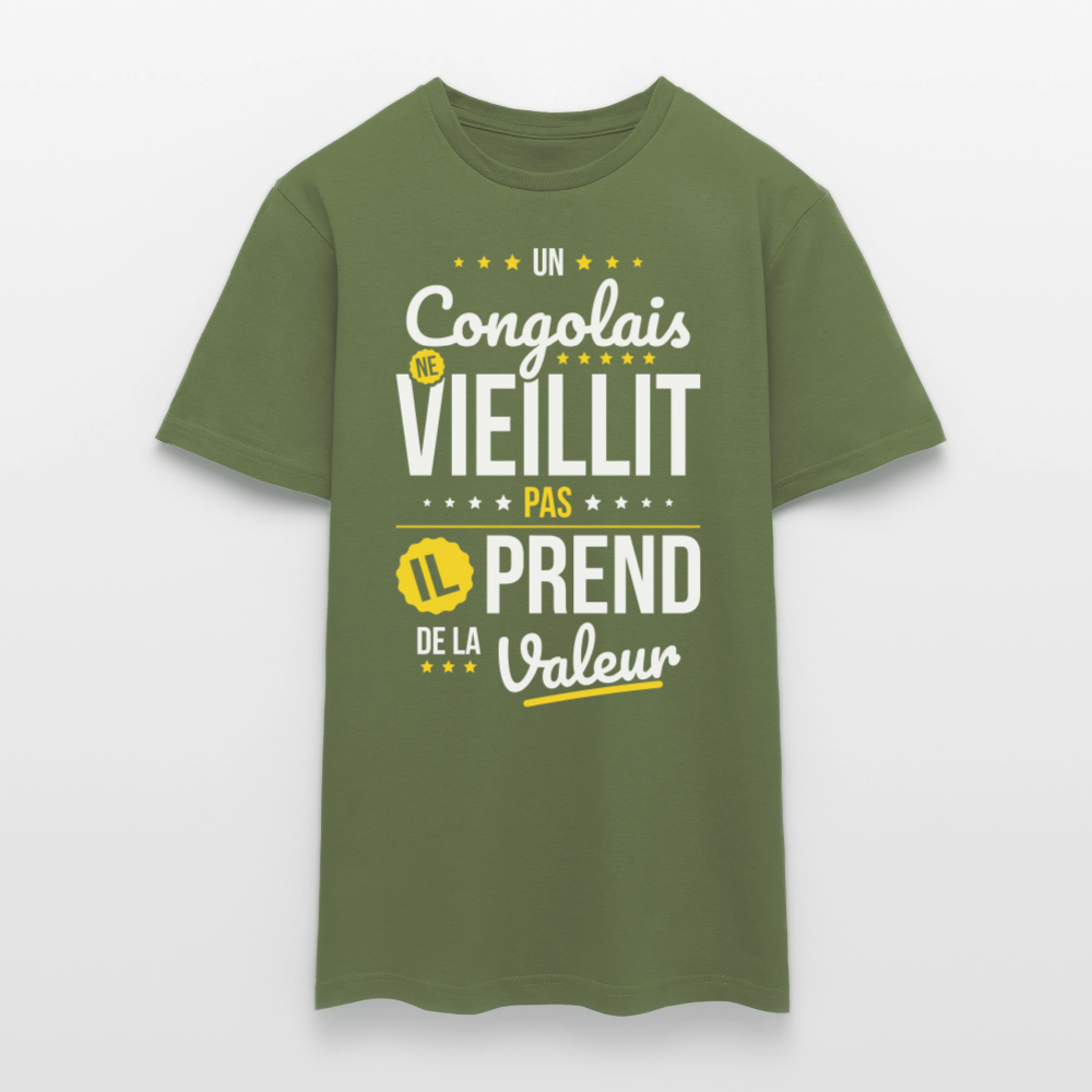T-shirt Homme - Un Congolais ne vieillit pas - vert militaire