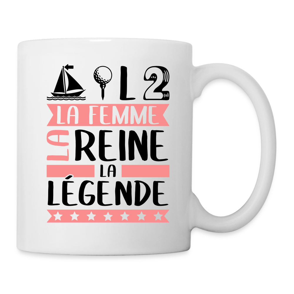 Mug blanc Mathilde rébus – La femme, la reine, la légende - blanc