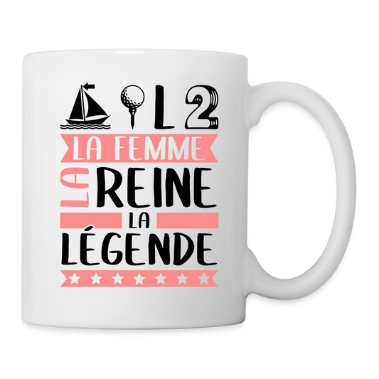 Mug blanc Mathilde rébus – La femme, la reine, la légende - blanc