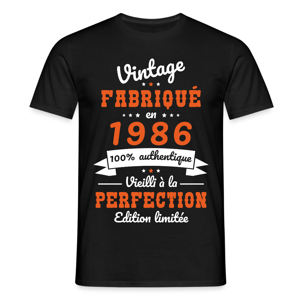 T-shirt anniversaire homme 40 ans – Vintage 1986 - noir
