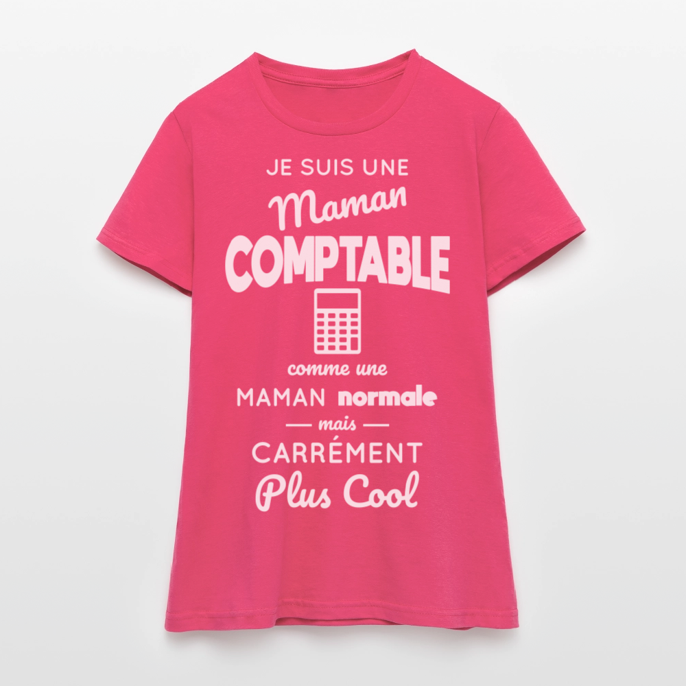 T-shirt Femme - Maman comptable plus cool - rose azalée