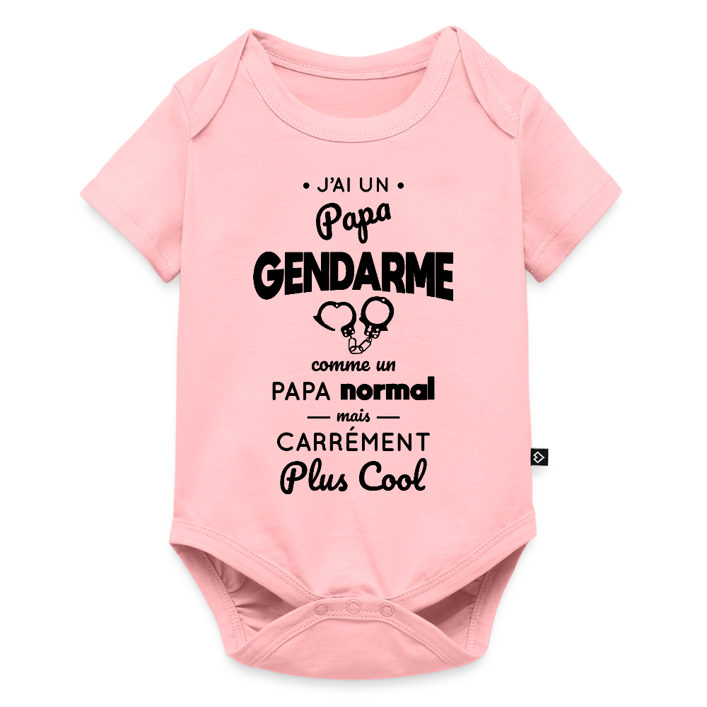 Body Bébé bio manches courtes - J'ai un papa gendarme - rose