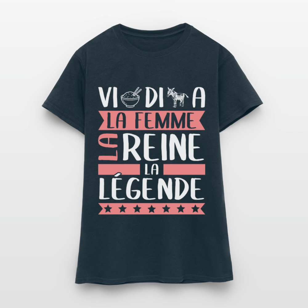 T-shirt femme Viridiana rébus – La femme, la reine, la légende - marine