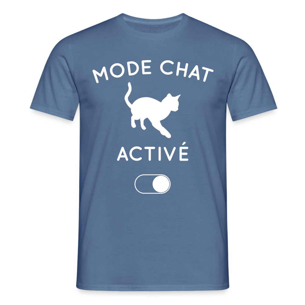T-shirt Homme - Mode chat activé - bleu pigeon 