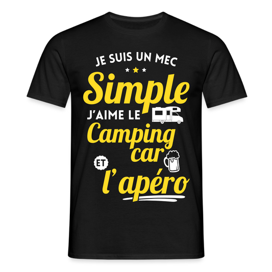 T-shirt Homme - J'aime le camping-car et l'apéro - noir