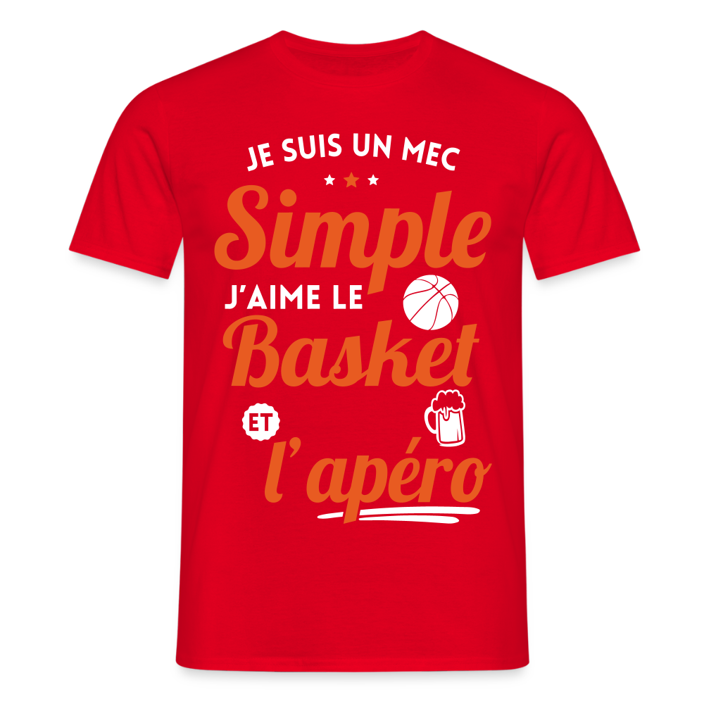 T-shirt Homme - J'aime le basket et l'apéro - rouge