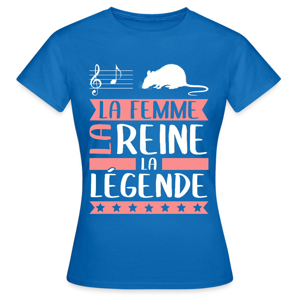 T-shirt femme Lara rébus – La femme, la reine, la légende - bleu royal
