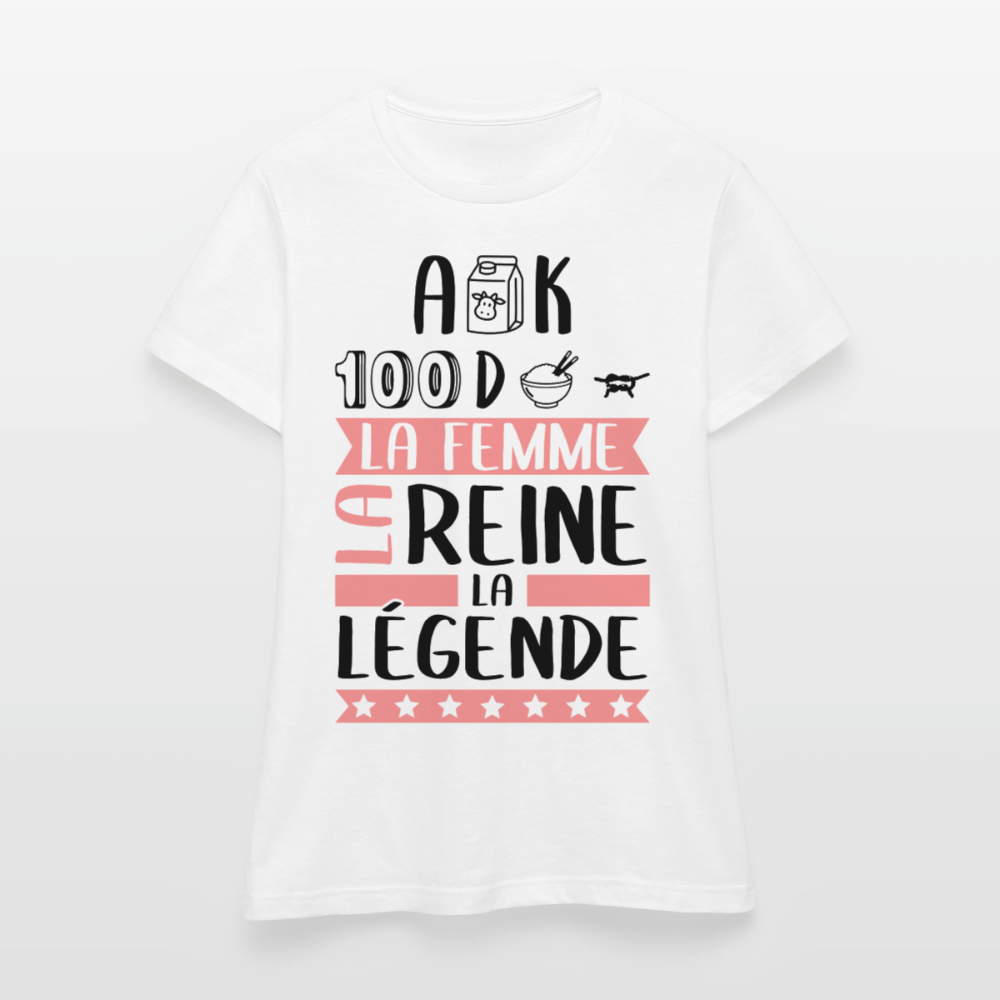 T-shirt femme coloris clair Alexandra rébus – La femme, la reine, la légende - blanc