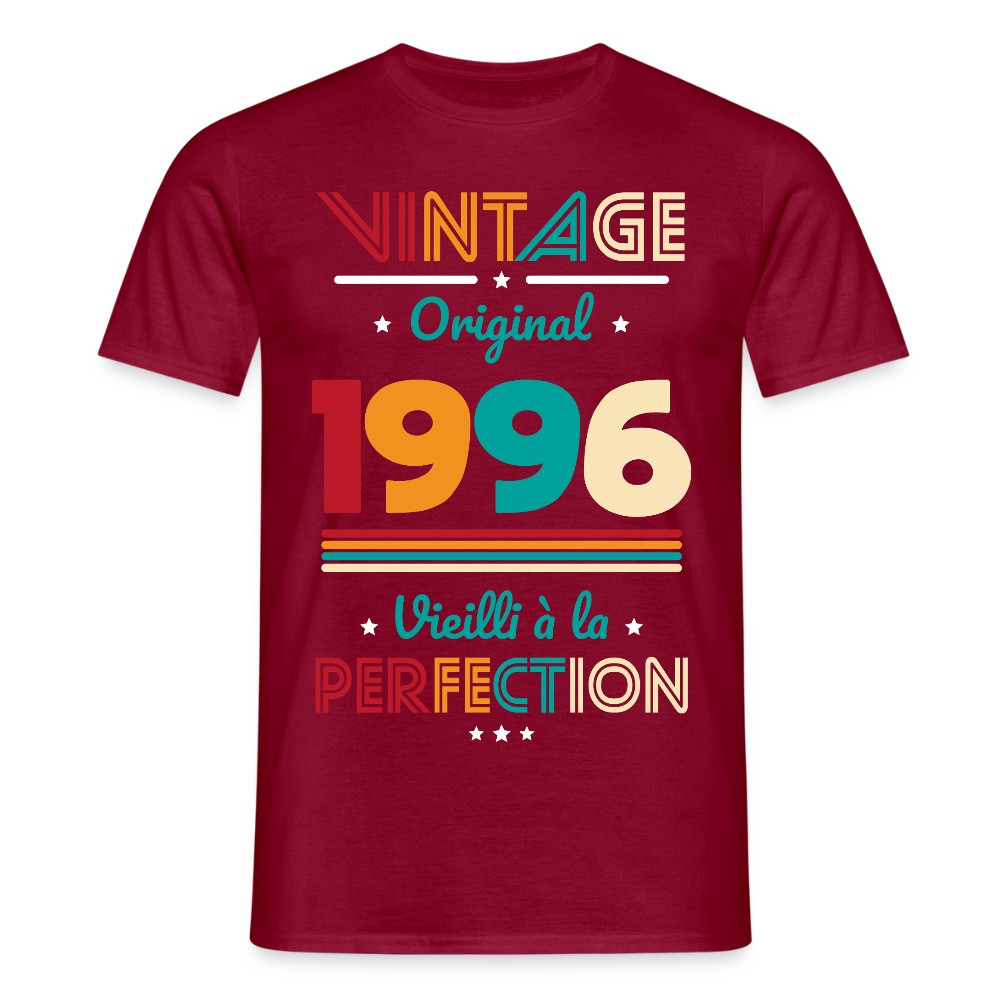 T-shirt anniversaire homme 30 ans – Vintage, original, 1996 - rouge brique