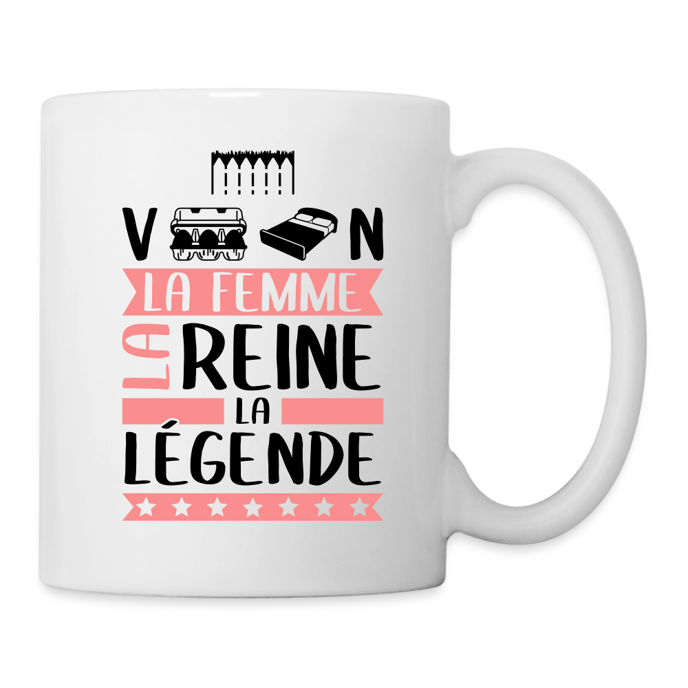 Mug blanc Evelyne rébus – La femme, la reine, la légende - blanc