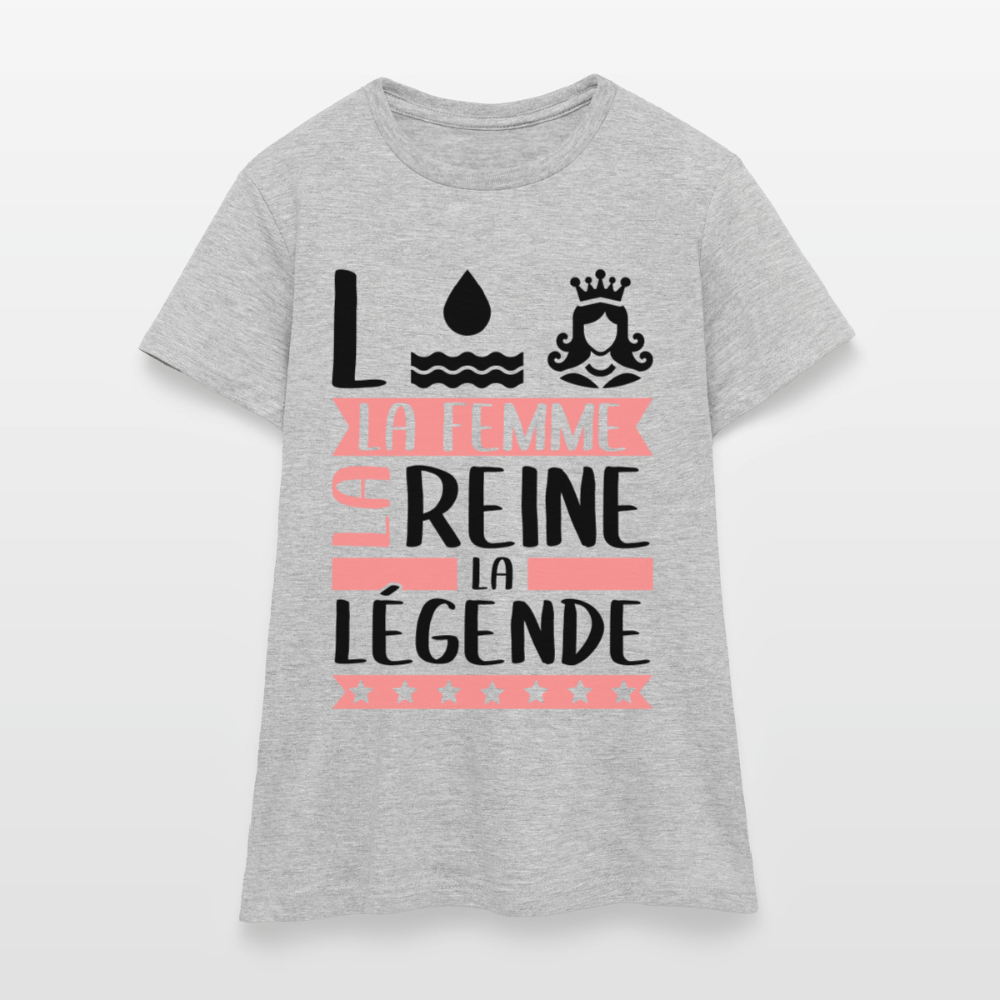 T-shirt femme coloris clair Lorraine rébus – La femme, la reine, la légende - gris chiné